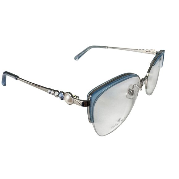Swarovski Accessories - Swarovski SK5307 Eyeglass Frame Only 55-17-140 Blue Metal Semi-Rimless Gemstones